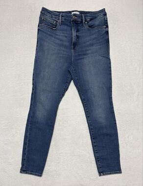 Good American Good Waist Jeans Womens 12 High Rise Skinny Blue Stretch Denim